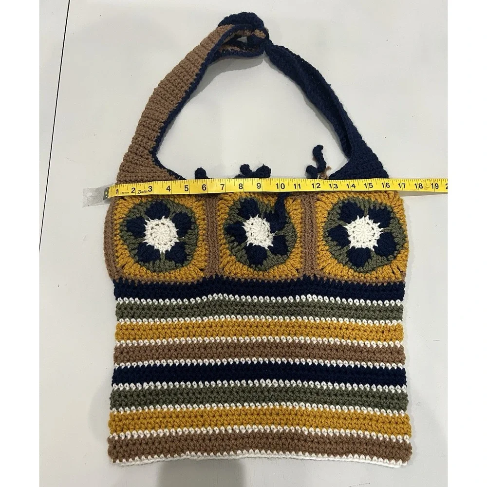 Hand Knit Crochet Large Hobo Bag Boho Hippie Festival Coachella Indie Earthy Y2K